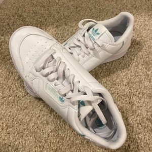 Adidas Continental 80 Women’s White Sneakers with Blue Detailing